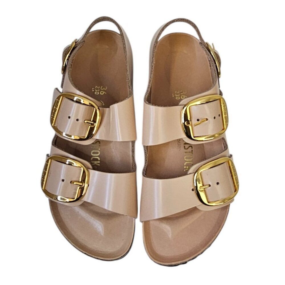 Birkenstock Milano Big Buckle High Shine Leather Light Sand - Picture 2 of 9